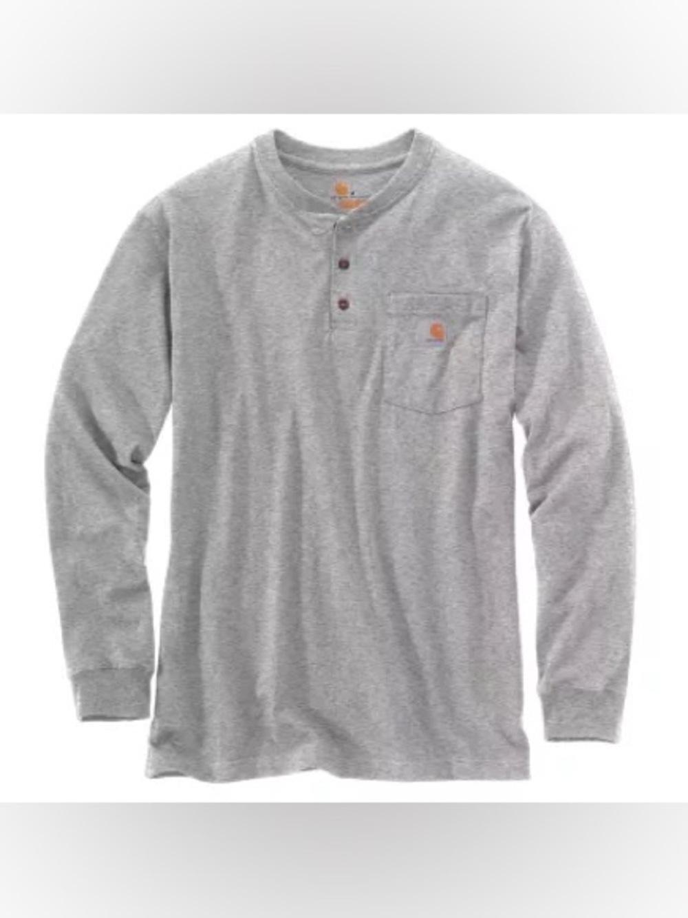 Carhartt Light Gray Long-Sleeve Henley Chest Pocket Medium